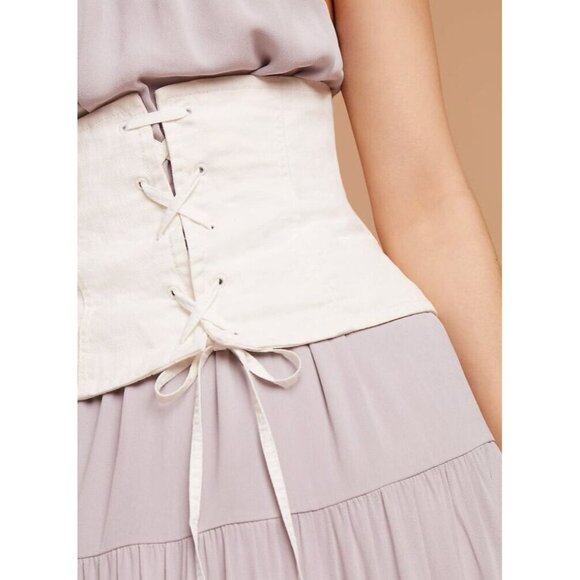 Aritzia WILFRED Audra Camille Pink Cotton Denim Cropped Waist Corset, Size XXS - Picture 12 of 13